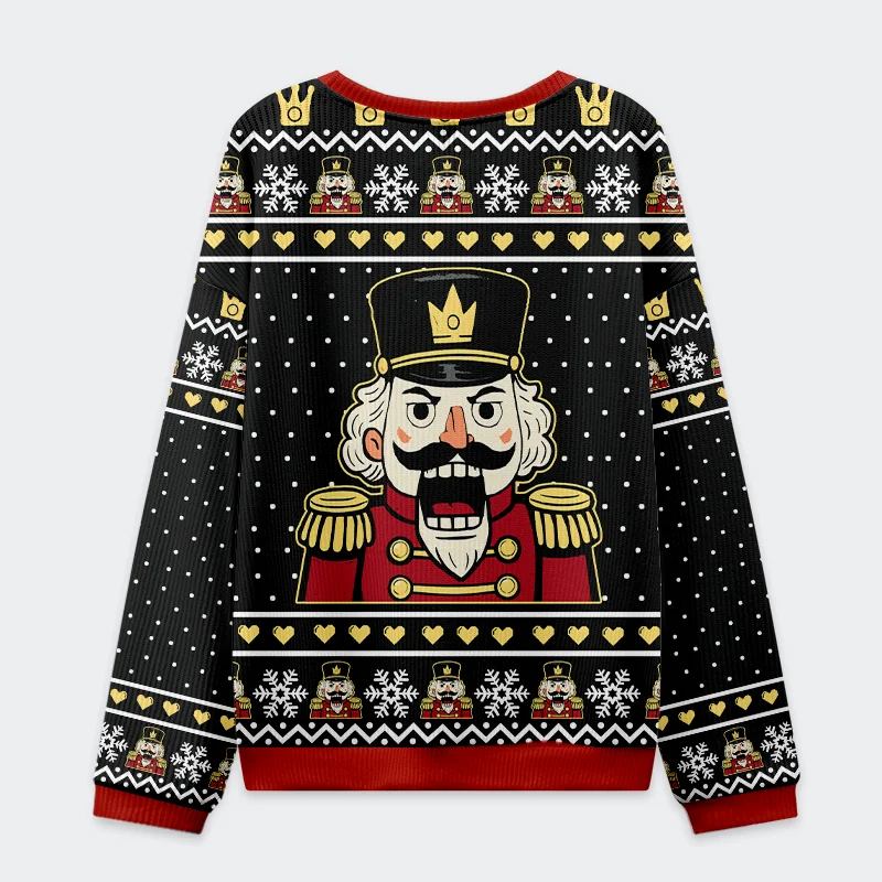 Nutcracker Funny Christmas Sweatshirt | Festive Design Back view showcasing the cozy fit of the nutcracker funny Christmas sweatshirt, perfect for holiday gatherings.