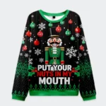 Front view of the nutcracker funny christmas ugly sweatshirt featuring vibrant design and festive colors.