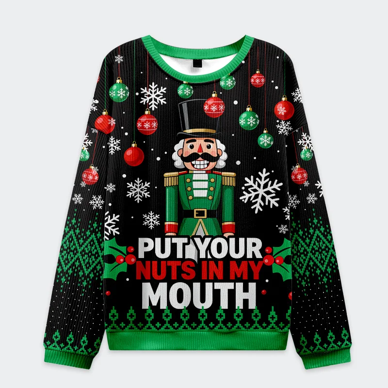 Nutcracker Funny Christmas Ugly Sweatshirt Front view of the nutcracker funny christmas ugly sweatshirt featuring vibrant design and festive colors.