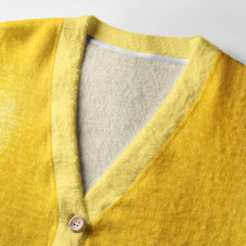Curious Cats Cardigan Sweater | Sunny Cat Design Close-up detail of the curious cats cardigan sweater highlights soft texture and intricate cat illustrations, ideal for cat l