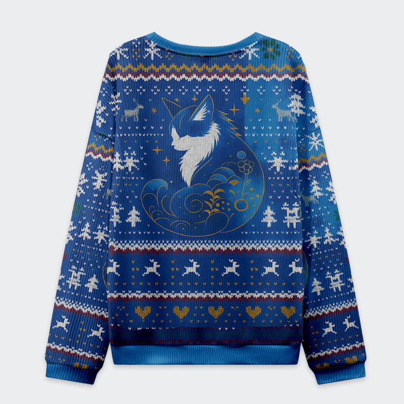Retro Zen Cat Living the Present Sweatshirt Back of the retro zen cat living the present sweatshirt showcasing cozy fabric and vibrant holiday colors.