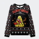 Front view of the black Santa Claus was kidnapped by aliens sweatshirt featuring festive graphics and colorful design element