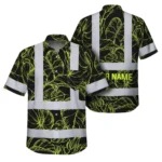 Lime neon flowers custom name shirt featuring a front view with vibrant floral design on a black background.