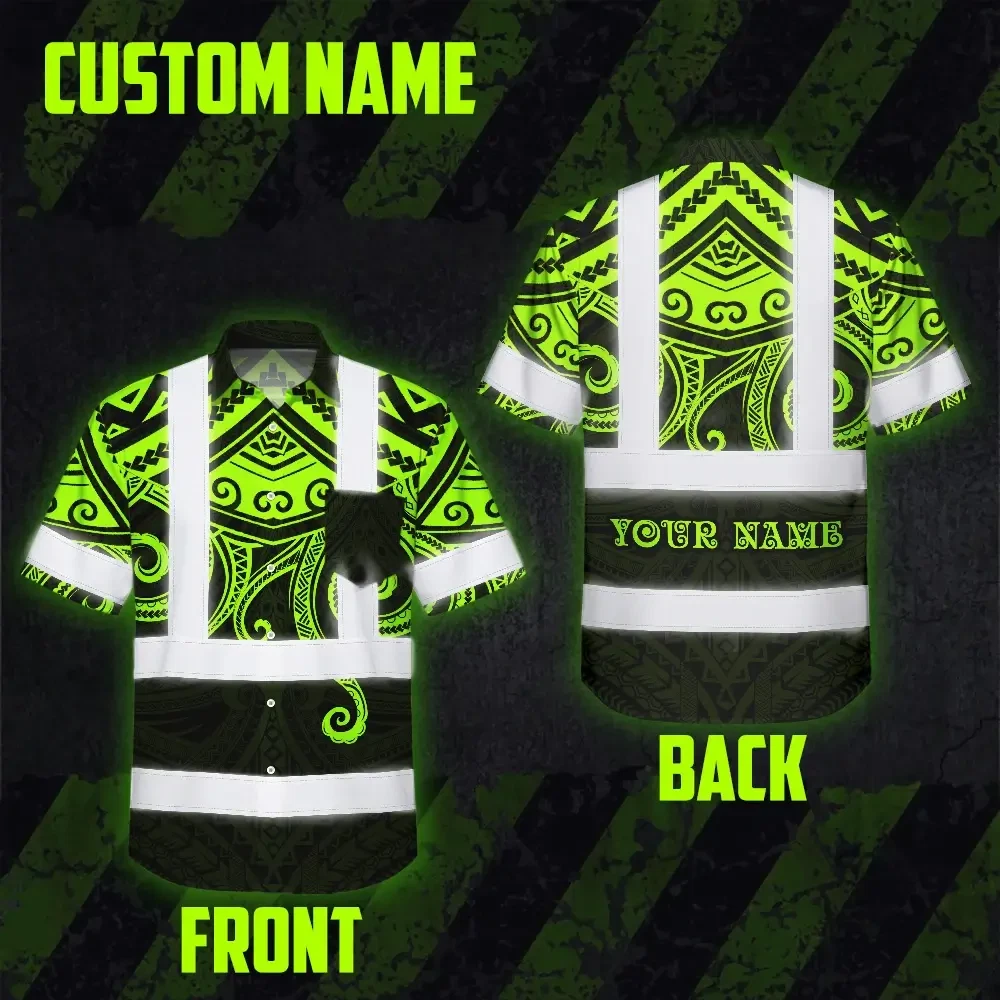 Octopus Polynesian Tribal Hawaiian Shirt Back view showcasing the octopus Polynesian tribal shirt's unique design and reflective accents.